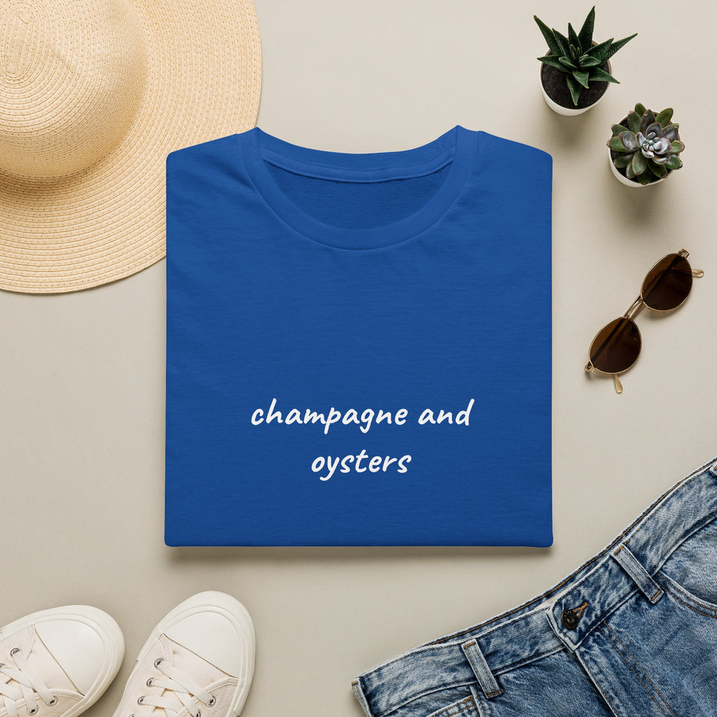 Champagne & Oysters Tee | Chic Food & Drink Shirt